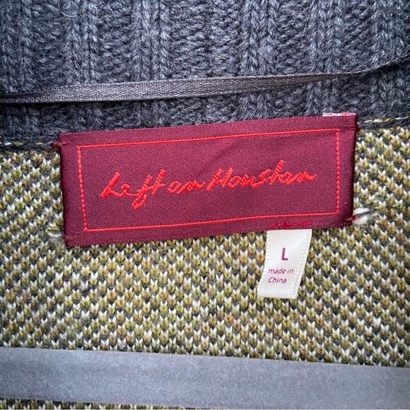 Left On Houston Womens Large Plaid Long Sleeve Zip Up Knit Cardigan Sweater - Picture 4 of 5